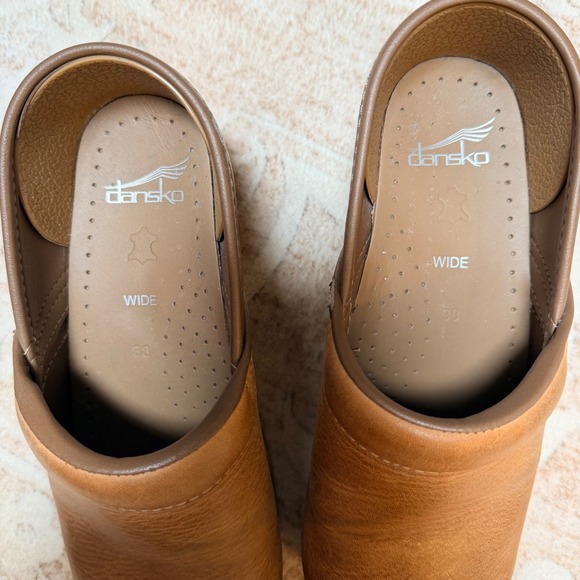 Dansko Professional Clogs Honey Brown Leather Wide Width EU 38 Womens Shoes - Picture 3 of 8